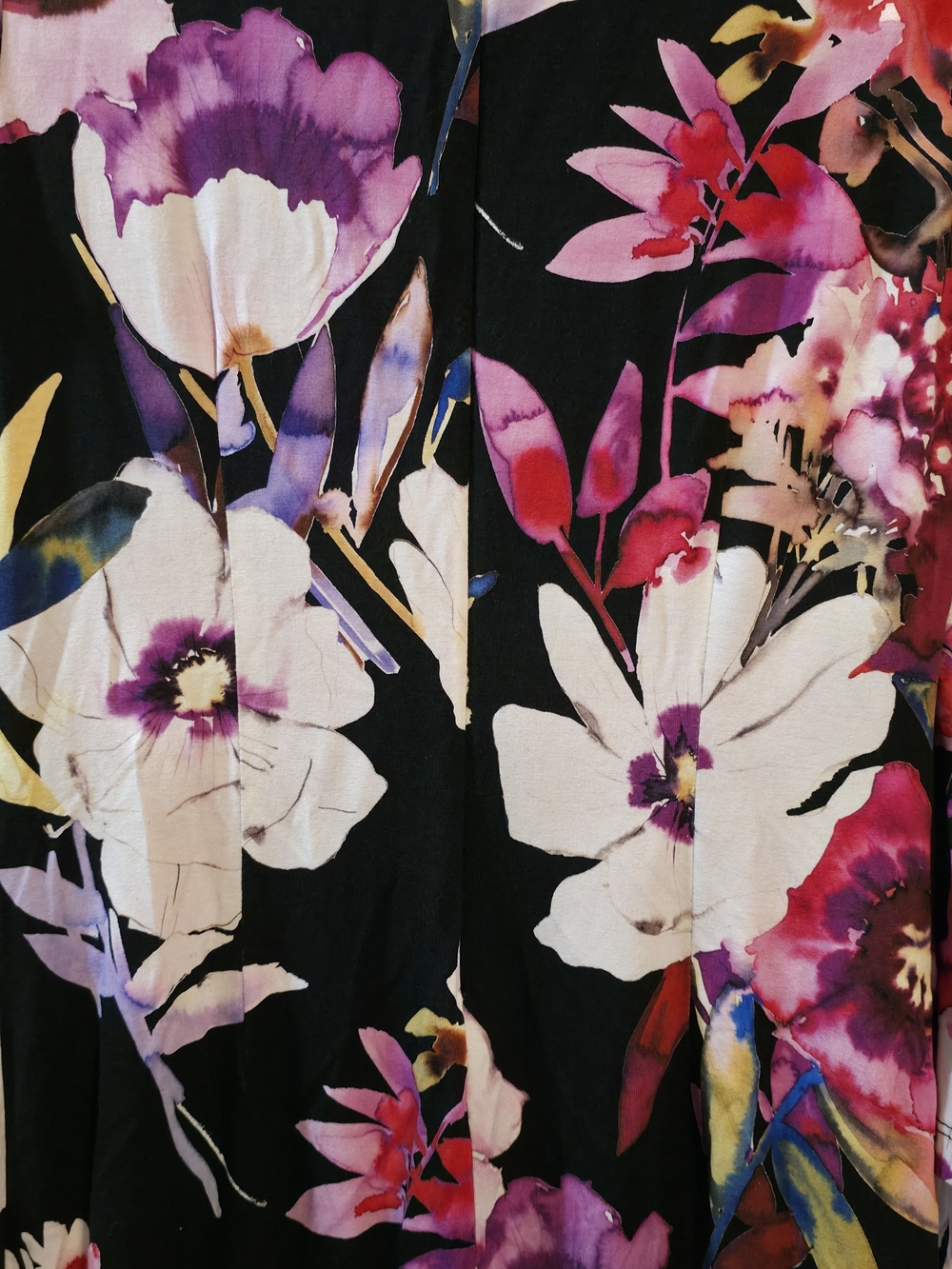 4/$97 Deal! Frank Lyman Design Black Floral Bell-Sleeve Dress with Pink & Purple - Picture 5 of 16